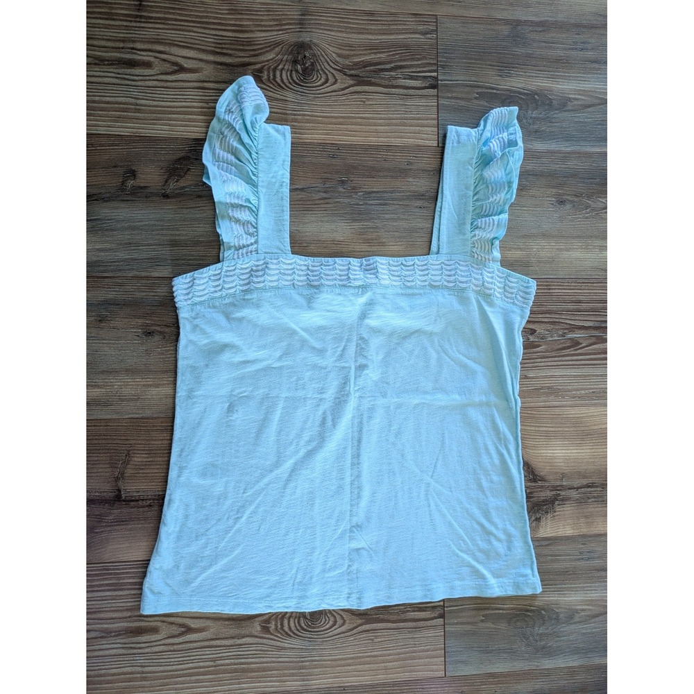 St. John's Bay Light Blue Embroidered Ruffle Strap Square Neck Tank Top Large
